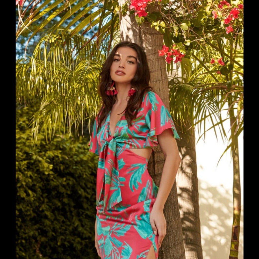 SOLD Sugarlips Green Leaf Dress